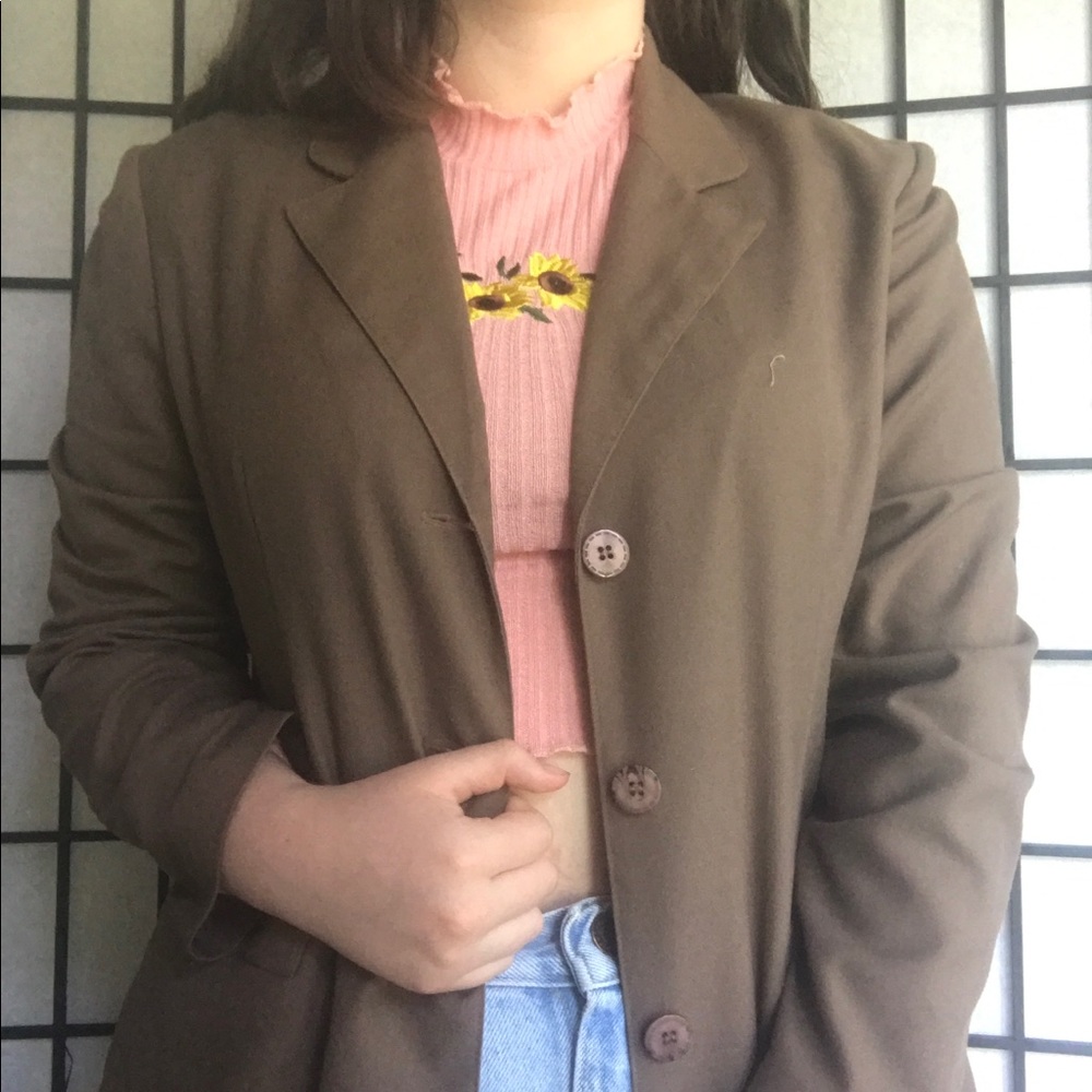 Size8 Alfred Dunner Brown Collared Buttoned Blazer